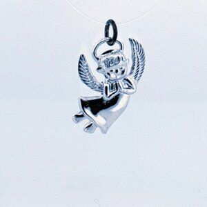 Vintage Sterling Silver 925 Baby Angel Pendant Charm Christmas Estate 2.1g
